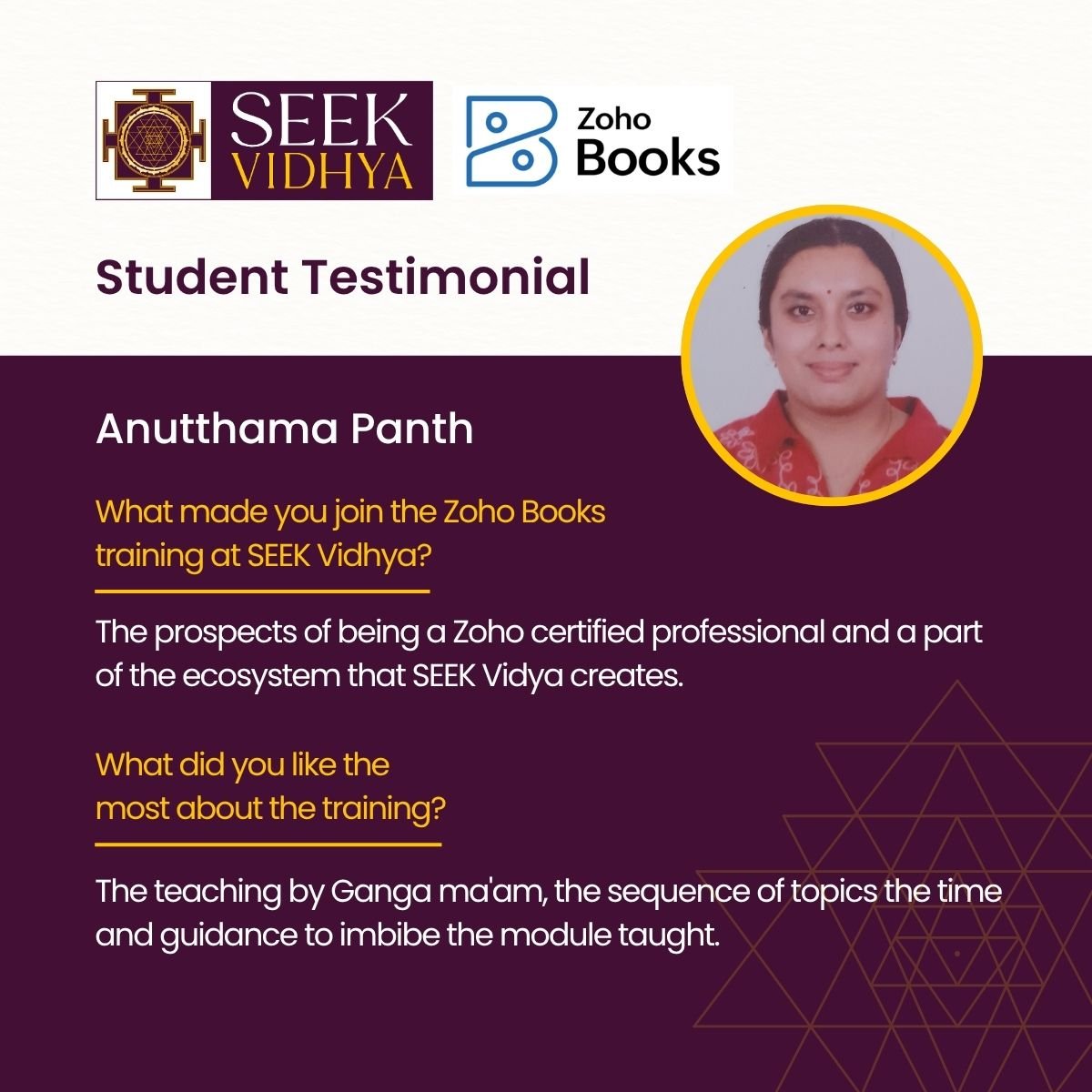 Student Testimonial - Anutthama Panth