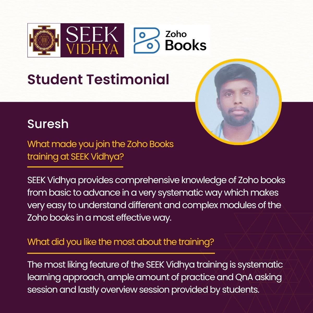 Student Testimonial - Suresh